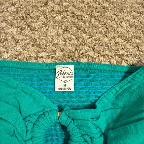 Blanco By Nature Women’s Size Medium Emerald Green Ruched Back Bandeau Crop Top - Picture 3 of 6